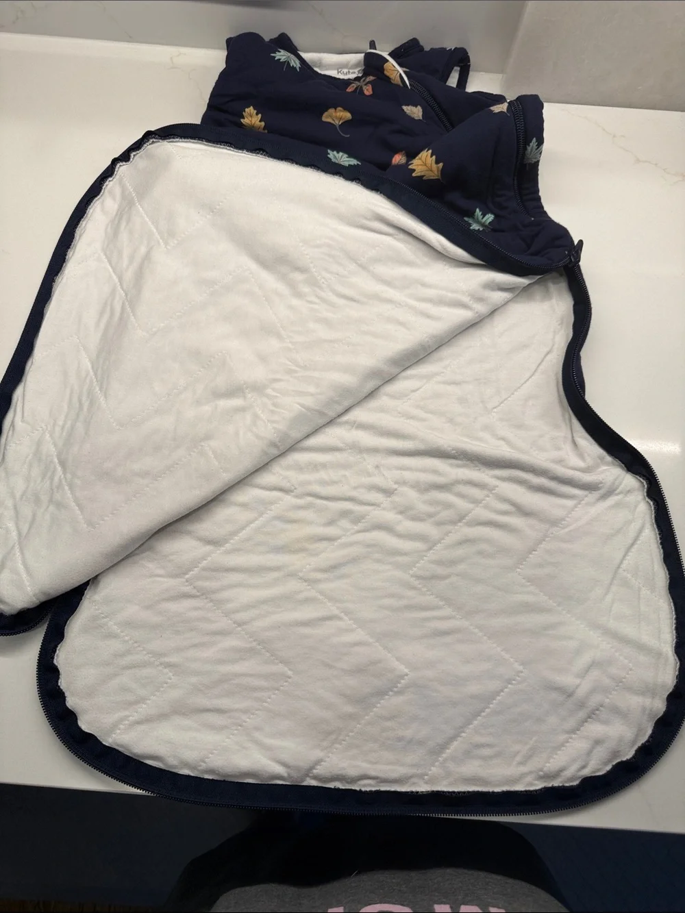Kyte BABY Navy Sleep Sack in “Foliage” Leaf Print - M - 1.0TOG 6-18mo